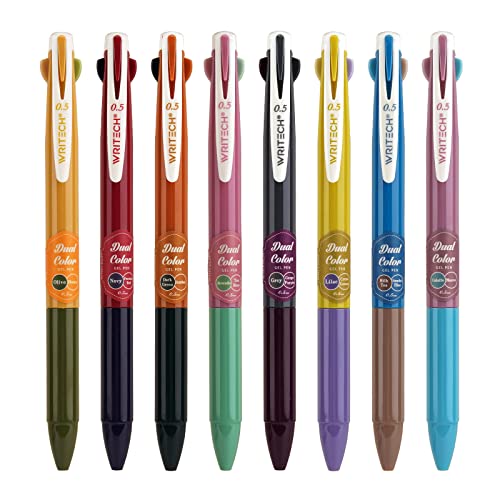 Amazon | Writech マルチカラー 細字 ゲルペン: 2 in 1 ペン 8本